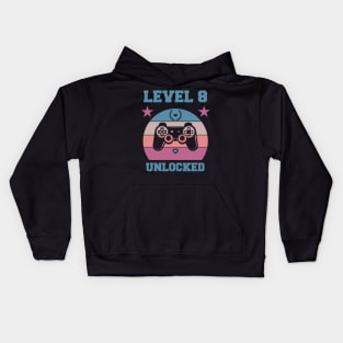 Level 8 Unlocked 8th Birthday Gift for Video Gamers Classic Kids Hoodie